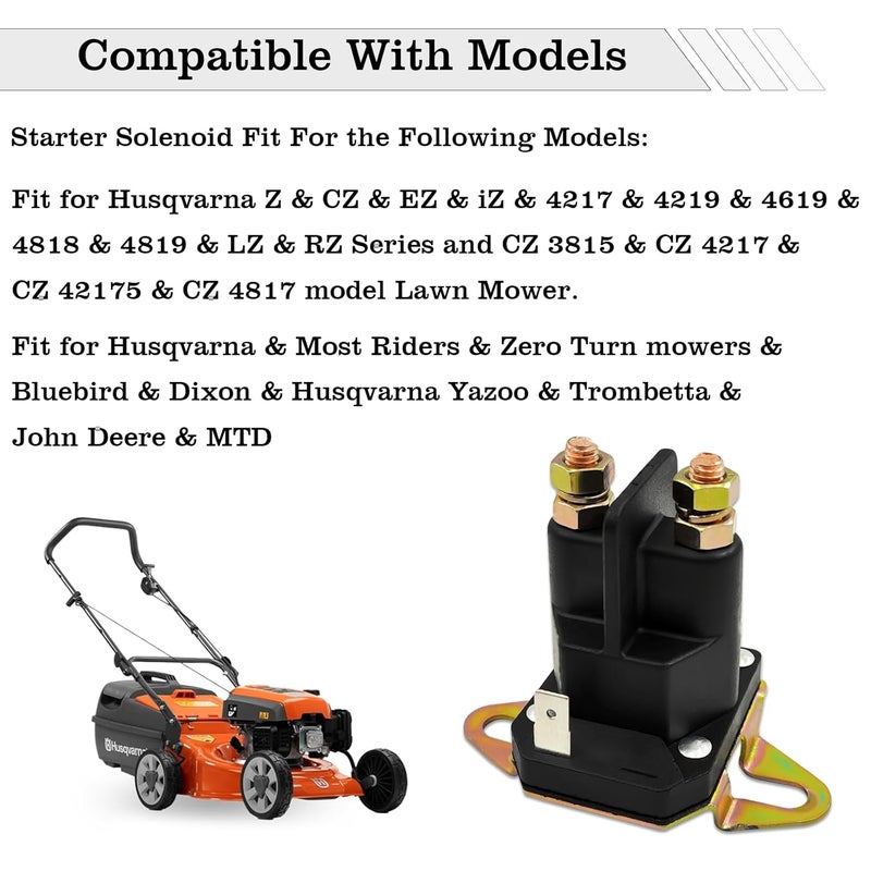 FBLOWMOD 435-700 Starter Solenoid Relay for Lawn Mower, 12V Relay Switch, Fit for Husqvarna & Trombetta & John Deere & MTD, Replace 539101714, 812-1221-211, 854-1221-210, 93265-9, 93265WR, 93265-WR - Image 2